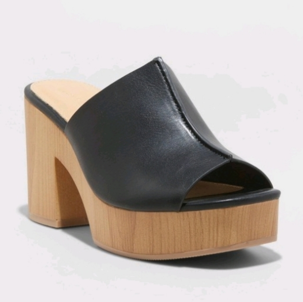 Women's Peony Platform Mule Heels - Universal Thread" Black